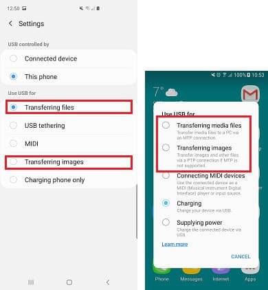 How do I transfer photos from my smartphone to my PC?