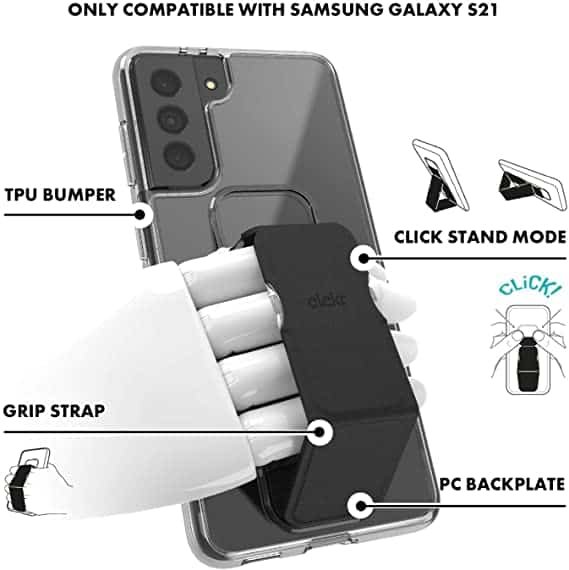 Amazon.com: CLCKR Compatible with Samsung Galaxy S21 Case with Phone Grip  and Expanding Stand, Transparent Phone Case with Expanding Stand, Clear :  Everything Else