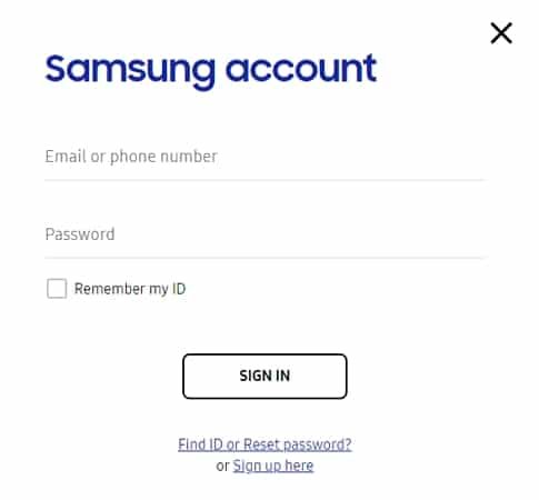 samsung account login on computer