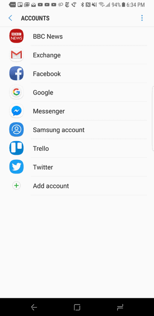 Galaxy S8 accounts