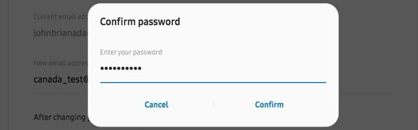 Enter the password associated to your Samsung Account. Then, select Confirm.