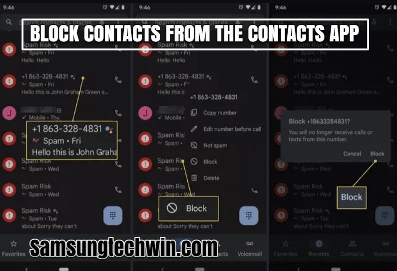 BLOCK CONTACTS FROM THE CONTACTS APP