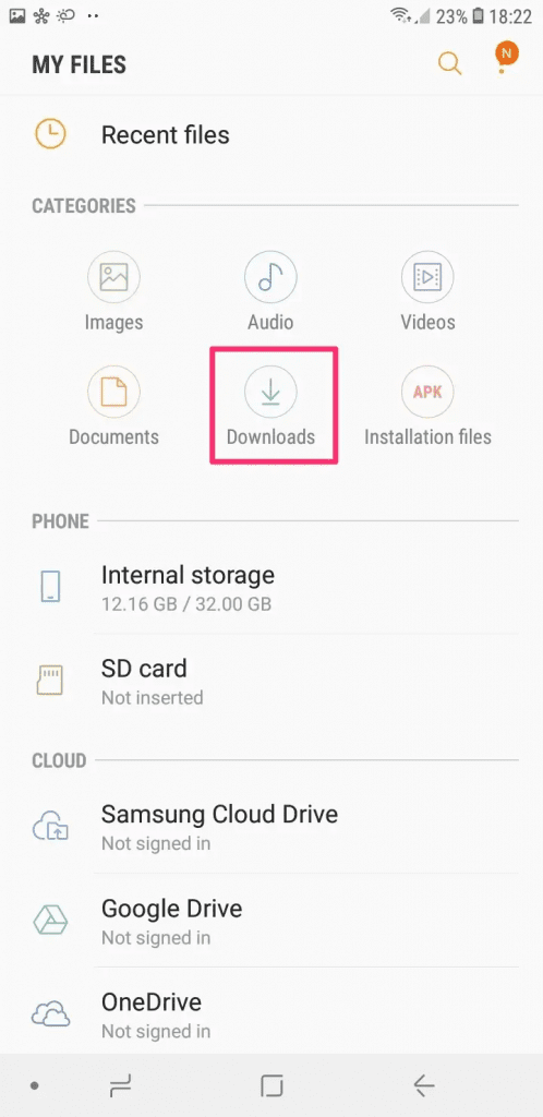 where to find downloads on samsung phone