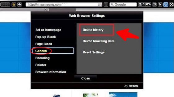 CLEAR BROWSING DATA ON A SAMSUNG SMART TV