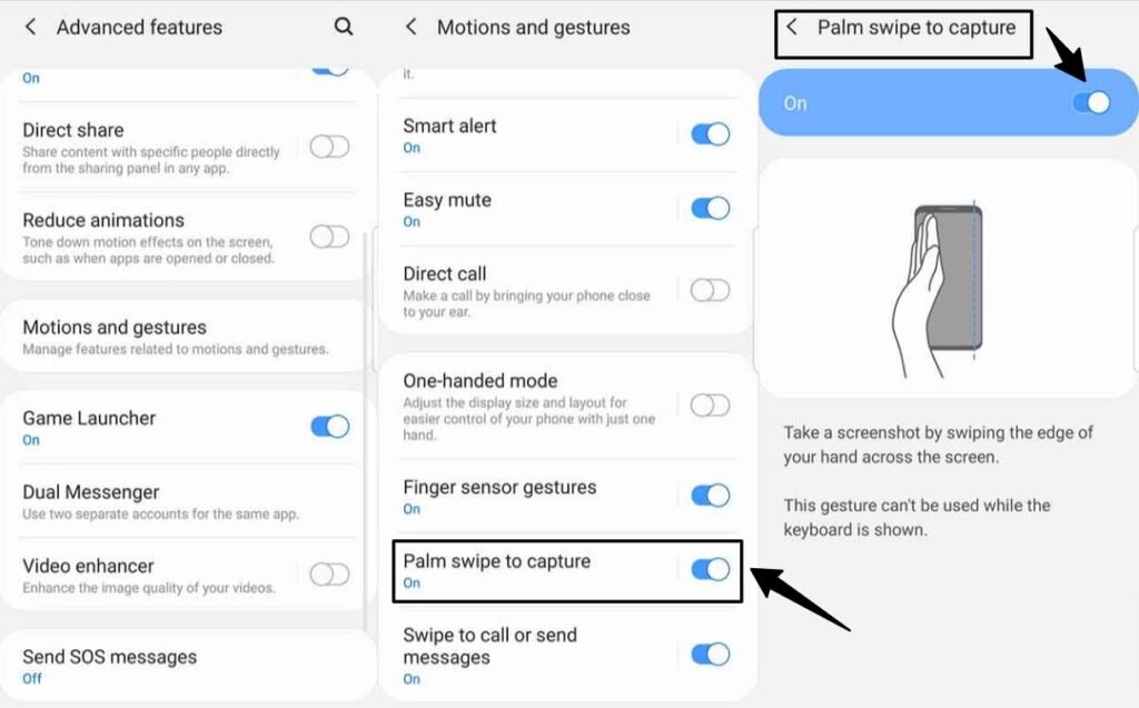 Using Palm Swipe Gesture
