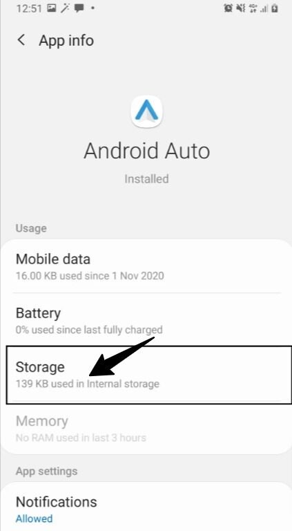 Click on Storage